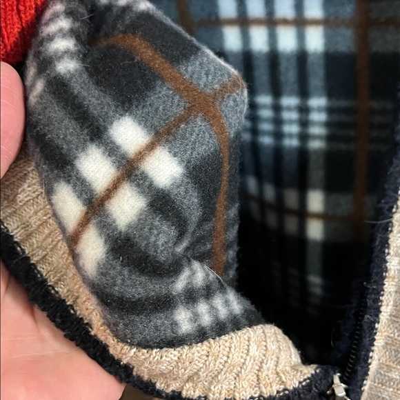 Yeokou Beige Zip Front Sweater Fuzzy Lined Side Hip Pockets Large Cashmere Blend - Picture 6 of 6